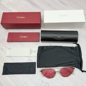 NEW CARTIER CT0155S 003 GOLD RED AUTHENTIC SUNGLASSES FRAME 57-19